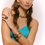 La Divina Tigereye Malachite Purple Yellow Crystal Earrings