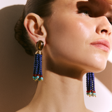 Lampi Pompon Tigereye Lapis Earrings