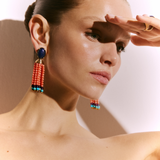 Lampi Pompon Lapis Coral Earrings