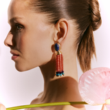 Lampi Pompon Lapis Coral Earrings