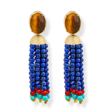 Lampi Pompon Tigereye Lapis Earrings