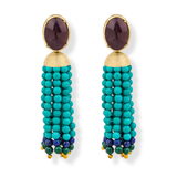 Lampi Pompon Amethyst Turquoise Earrings