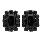 Ninon Square Black Crystal Silver Earrings