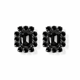 Petite Ninon Square Black Crystal Silver Earrings