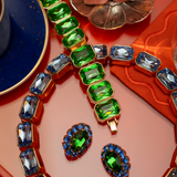 Petite Ninon Oval Blue Green Crystal Earrings