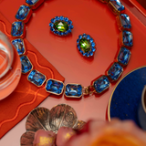 Petite Ninon Oval Blue Green Crystal Earrings