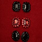 Ninon Square Black Crystal Silver Earrings