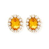 Petite Ninon Pompadour Oval Yellow Crystal Earrings