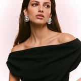 Sol Invictus Diamond Crystal Silver Earrings