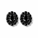 Petite Ninon Oval Black Crystal Silver Earrings