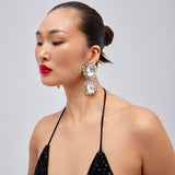 Ninon Square Oval Diamond Crystal Drop Earrings