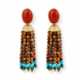 Lampi Pompon Red Jasper Tigereye Earrings