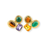 La Divina Tigereye Malachite Purple Yellow Crystal Earrings