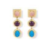 Ephesus Pink Quartz Amethyst Arizona Turquoise Earrings