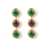 Halicarnassus Malachite Amethyst Long Earrings