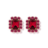Petite Ninon Square Pink Fuchsia Crystal Earrings