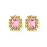 Petite Ninon Square Yellow Pink Crystal Earrings