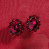 Ninon Oval Red Crystal Silver Earrings