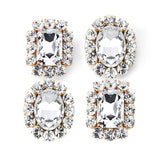 Ninon Square Oval Diamond Crystal Drop Earrings