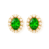 Petite Ninon Pompadour Oval Green Crystal Earrings