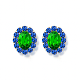 Petite Ninon Oval Blue Green Crystal Earrings
