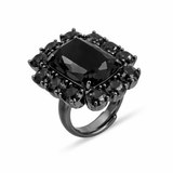 Petite Ninon Square Black Silver Ring