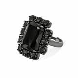 Petite Ninon Square Black Silver Ring