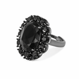 Petite Ninon Oval Black Silver Ring