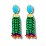 Lampi Pompon Turquoise Malachite Earrings