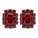 Ninon Square Red Crystal Silver Earrings