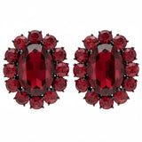 Ninon Oval Red Crystal Silver Earrings