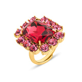 Petite Ninon Square Pink Fuchsia Ring