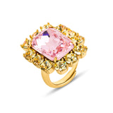 Petite Ninon Square Yellow Pink Ring