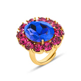 Petite Ninon Oval Fuchsia Navy Ring