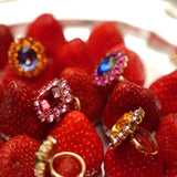 Petite Ninon Oval Fuchsia Navy Ring