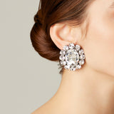 Ninon Oval Diamond Crystal Silver Earrings