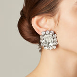 Ninon Square Diamond Crystal Silver Earrings