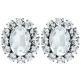 Ninon Oval Diamond Crystal Silver Earrings