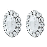 Ninon Oval Diamond Crystal Silver Earrings