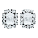 Ninon Square Diamond Crystal Silver Earrings