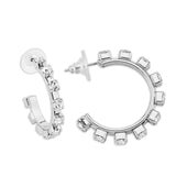 Anita Small Crystal Hoop Earrings in Silver