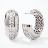 Vega Crystal Silver Hoop Earrings