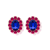 Petite Ninon Oval Fuchsia Navy Crystal Earrings