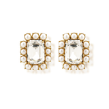 Petite Ninon Pompadour Square Diamond Crystal Earrings