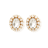Petite Ninon Pompadour Oval Diamond Crystal Earrings