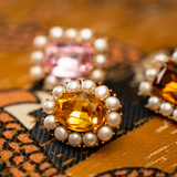 Petite Ninon Pompadour Oval Yellow Crystal Earrings