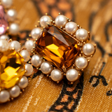 Petite Ninon Pompadour Square Orange Crystal Earrings