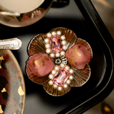 Petite Ninon Pompadour Square Pink Crystal Earrings