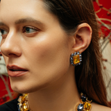 Petite Ninon Square Lavander Yellow Crystal Earrings