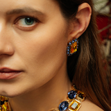 Petite Ninon Square Lavander Yellow Crystal Earrings